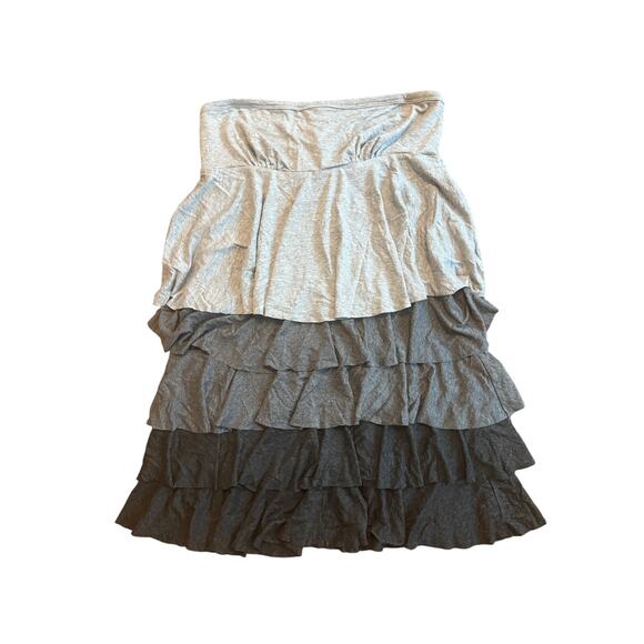 New Bebe Sport Vintage Y2K Gray Ombre Strapless Tiered Ruffle Dress M - Picture 1 of 4
